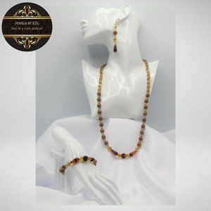 Brown and Topaz Colour Beaded Jewelry Set